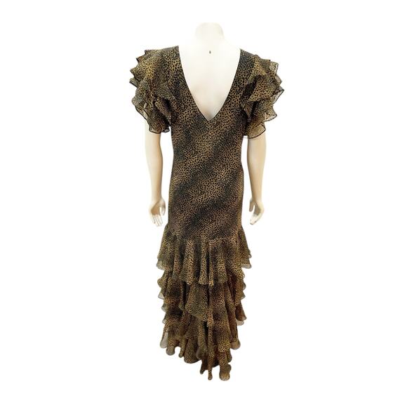 Newport News Shape FX Leopard Ruffle Maxi Gown Sz 14 - Picture 5 of 10